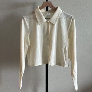 Abound Cropped Button Down Top Long Sleeves Size 1X